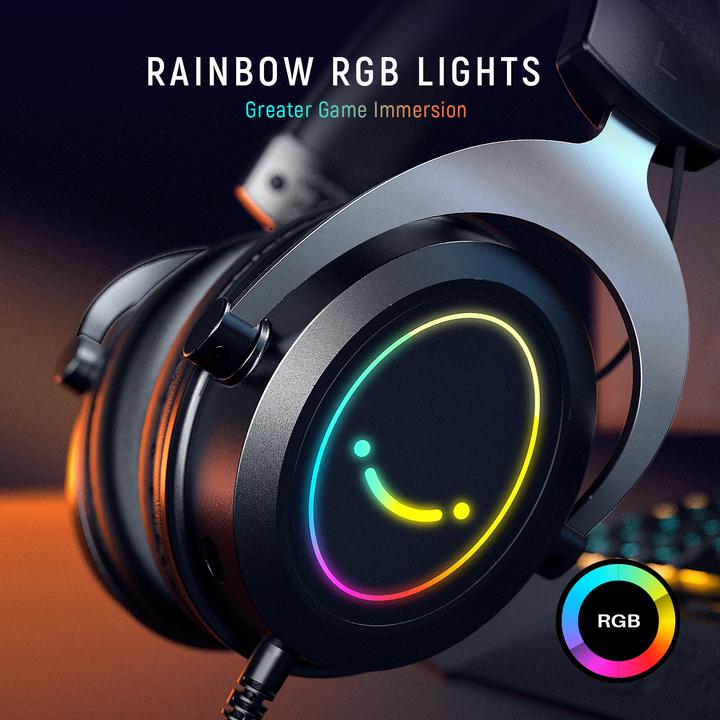 Actual product image Fifine H3 black Gaming USB RGB Headset with wire control button (Cable)