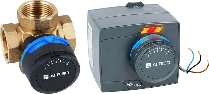 Afriso ProClick control kit: 4-way rotary mixing valve ARV 484 ProClick, with electric actuator ARM 343 Pro