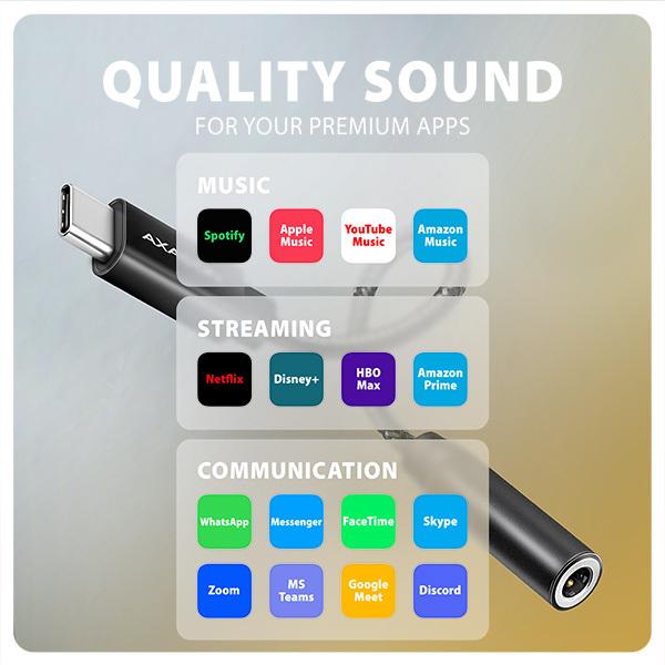 Produktbild Axagon ADA-HC USB-C Hi-Res Audio-Adapter - 3,5-mm-Klinke, 32 Bit, 384 kHz (USB)