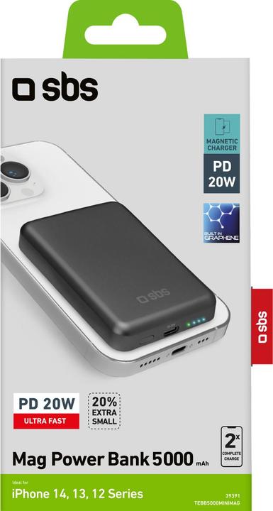 Immagine prodotto SBS Banca di energia magnetica wireless in grafene da 5.000 mAh (5000 mAh, 20 W)