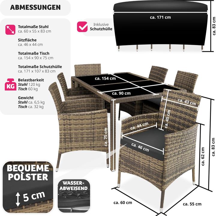 Produktbild tectake Rattan Sitzgruppe Porto