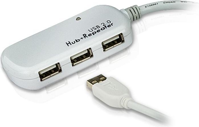 Aten UE2120H 4-Port USB2.0 Extender Hub 12m Weiss (4 ports)