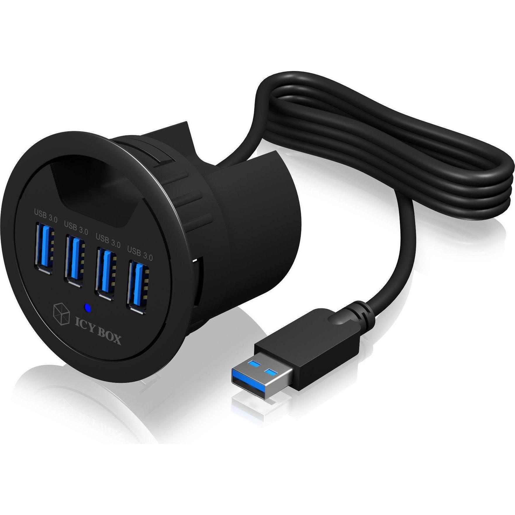 Icy Box Ib-Hub1403 (USB-C, 4 Ports), Dockingstation + USB Hub, Schwarz