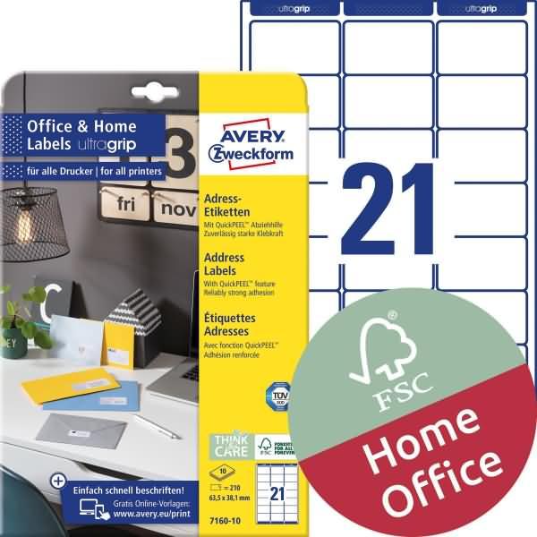 Productafbeelding Avery Set etiketten Ø 63,5 x 38,1 mm, 10 vel