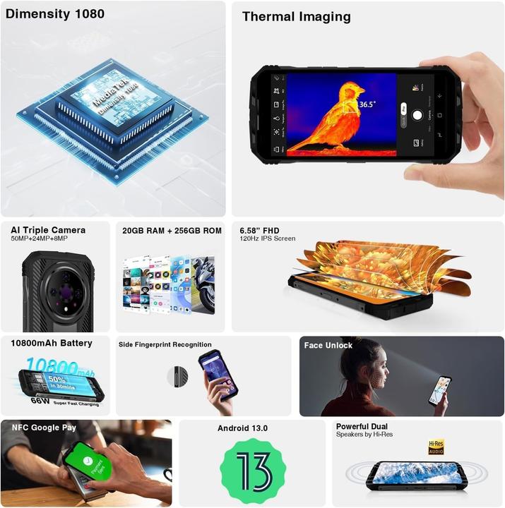 Produktbild Doogee V31GT (256 GB, Classic Black, 6.58", Hybrid Dual SIM, 5G)