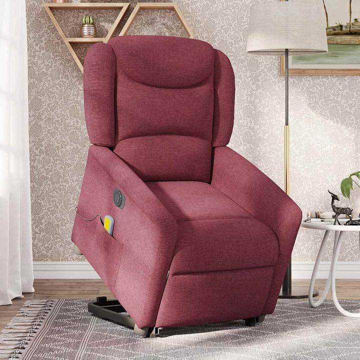 Actual product image VidaXL Electric massage chair with stand-up aid wine red fabric