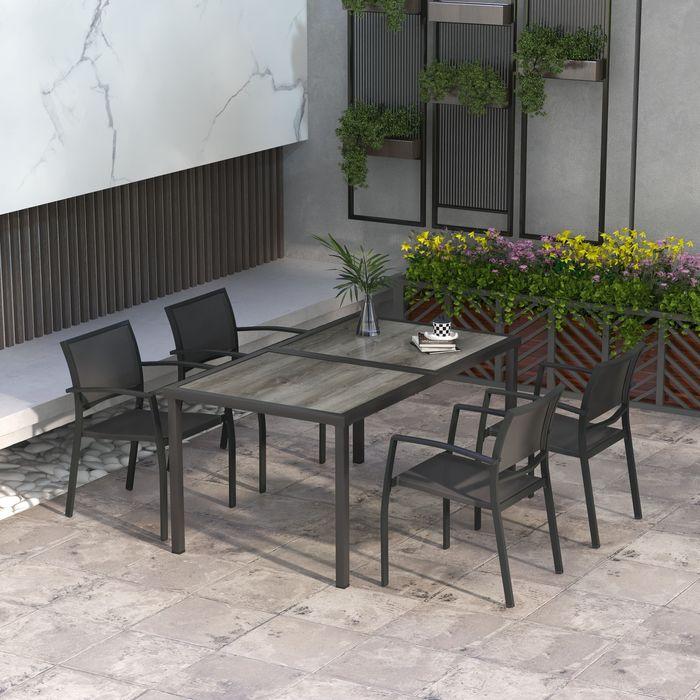 Produktbild Swisshandel24 5 tlg Sitzgruppe Gartenmöbel Set, Mesh Dunkelgrau (150 cm)