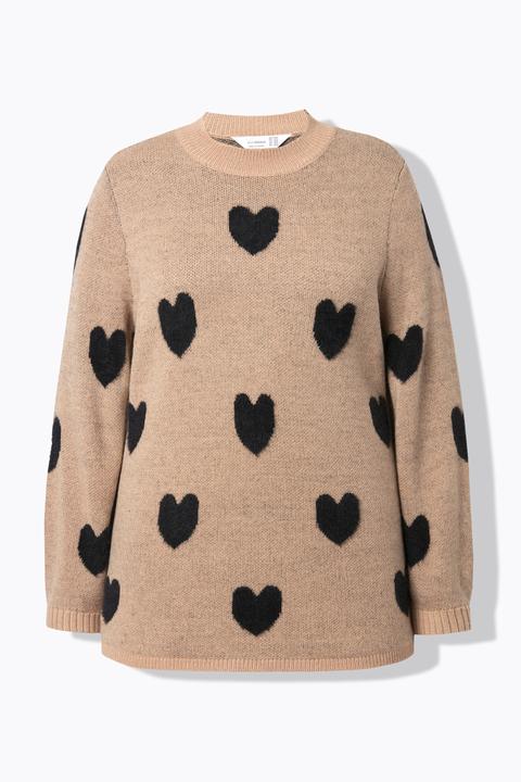 Produktbild Miamoda Pullover, bequeme Passform, Herzen, Stehkragen (54)