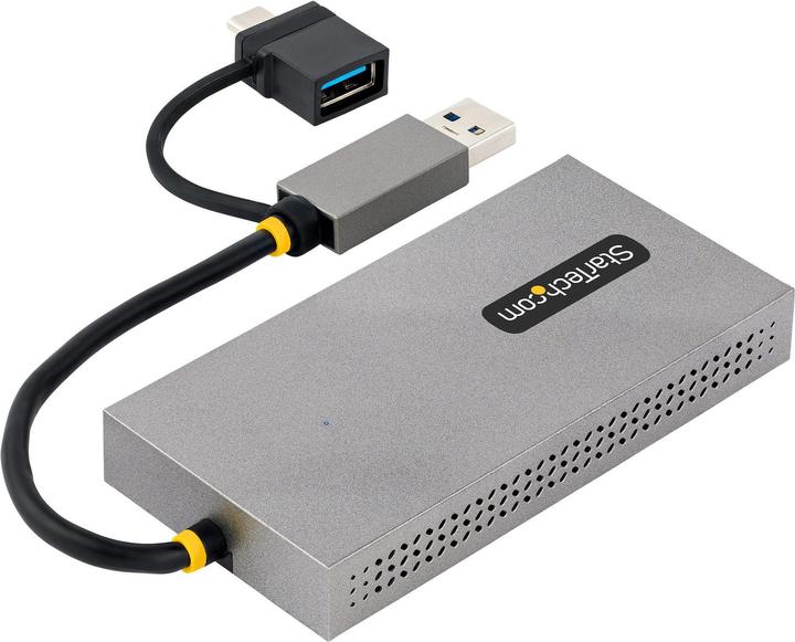 Actual product image StarTech com USB to Dual HDMI Adapter, USB A/C to 2x HDMI Displays (1x 4K30Hz, 1x 1080p), Integrated (USB-C, USB-A, 10 cm)