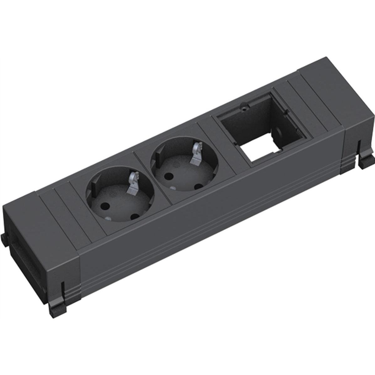 Bachmann, Steckdosenleiste, Bach Power Frame 2xSchuko 1xABD schwarz (2 x, CEE 7/3, 0.10 m)