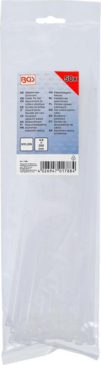 Produktbild BGS Kabelbinder-Sortiment weiss 4,8 x 250 mm 50-tlg. (250 mm, 50 Stk.)