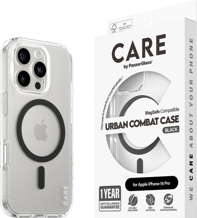Actual product image PanzerGlass CARE Flagship Case Urban Combat w. Black MagSafe iPhone '24 6.3" Pro (Apple iPhone 16 Pro)