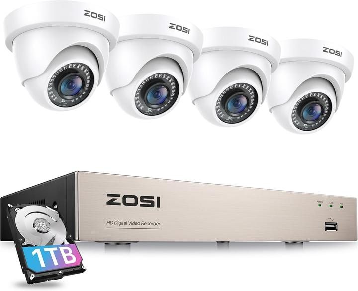 Actual product image Zosi Full HD 1080P Überwachungskamera-Set mit 8CH DVR (1920 x 1080 Pixels)