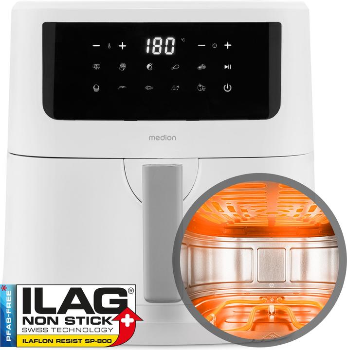 Image du produit Medion MD 11750 Life P10 XL Friteuse à air chaud duo 6,8 l, blanc