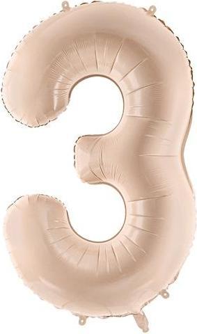 Actual product image Partydeco Foil balloon 3, 72 cm, beige (1 x)