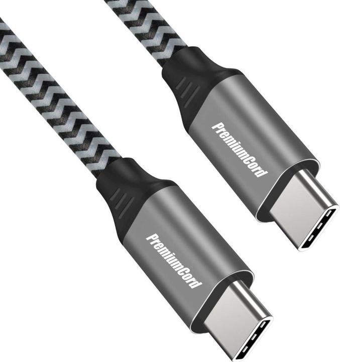 PremiumCord Kabel USB-C M/M, bavlnÄ›nÃ½ oplet (2 m, USB 2.0, 100 W)