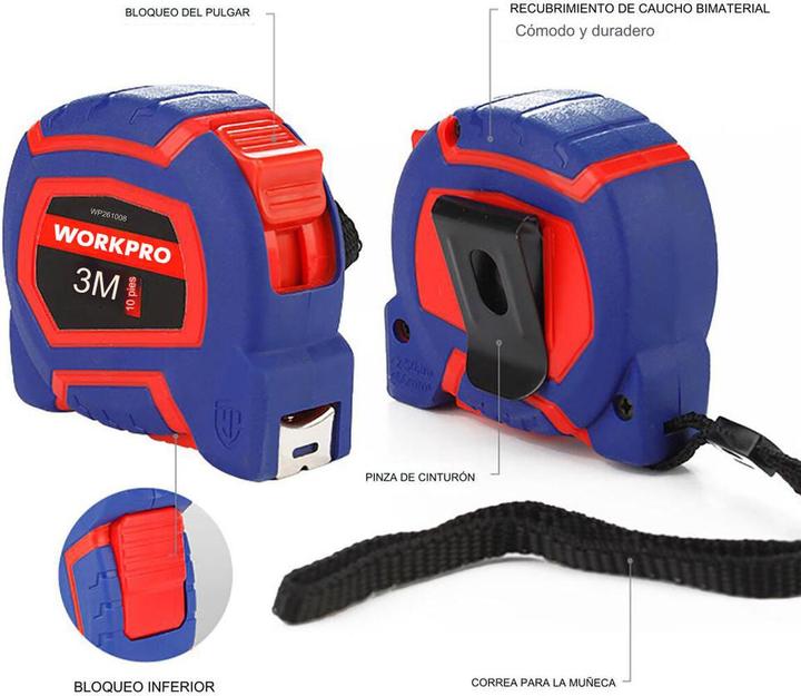 Actual product image Workpro Flexometer Nylon 3 m x 16 mm (3 m)