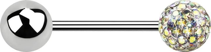 Actual product image Star Piercing Micro Barbell silber mit Kugel und Kristallkugel multicolor Epoxy Schutzschicht (without brass, Surgical steel 316L)