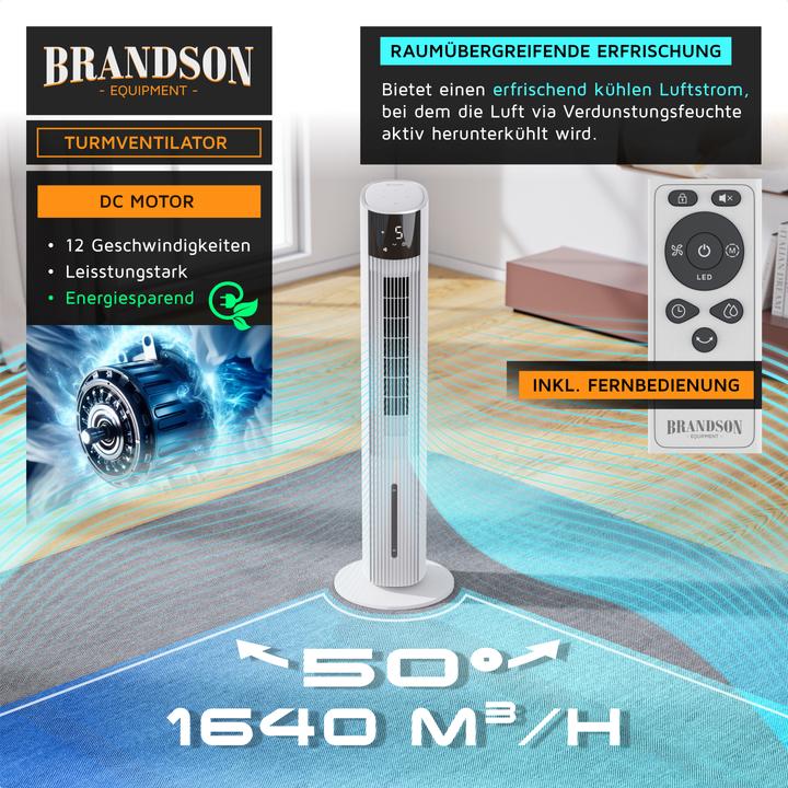 Produktbild Brandson Mobiler Luftkühler mit Wasserkühlung, Klimagerät, 60W, WIFI, Turmventilator, Verdunstungskühler