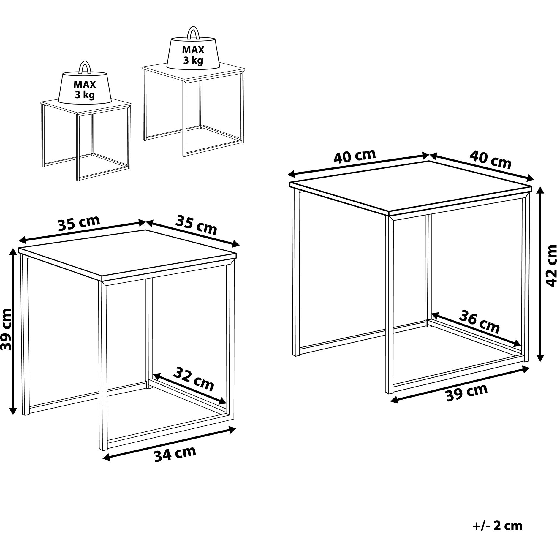 Thumbnail - Beliani, Couchtisch + Beistelltisch, Denny (40 x 40 x 42 cm)