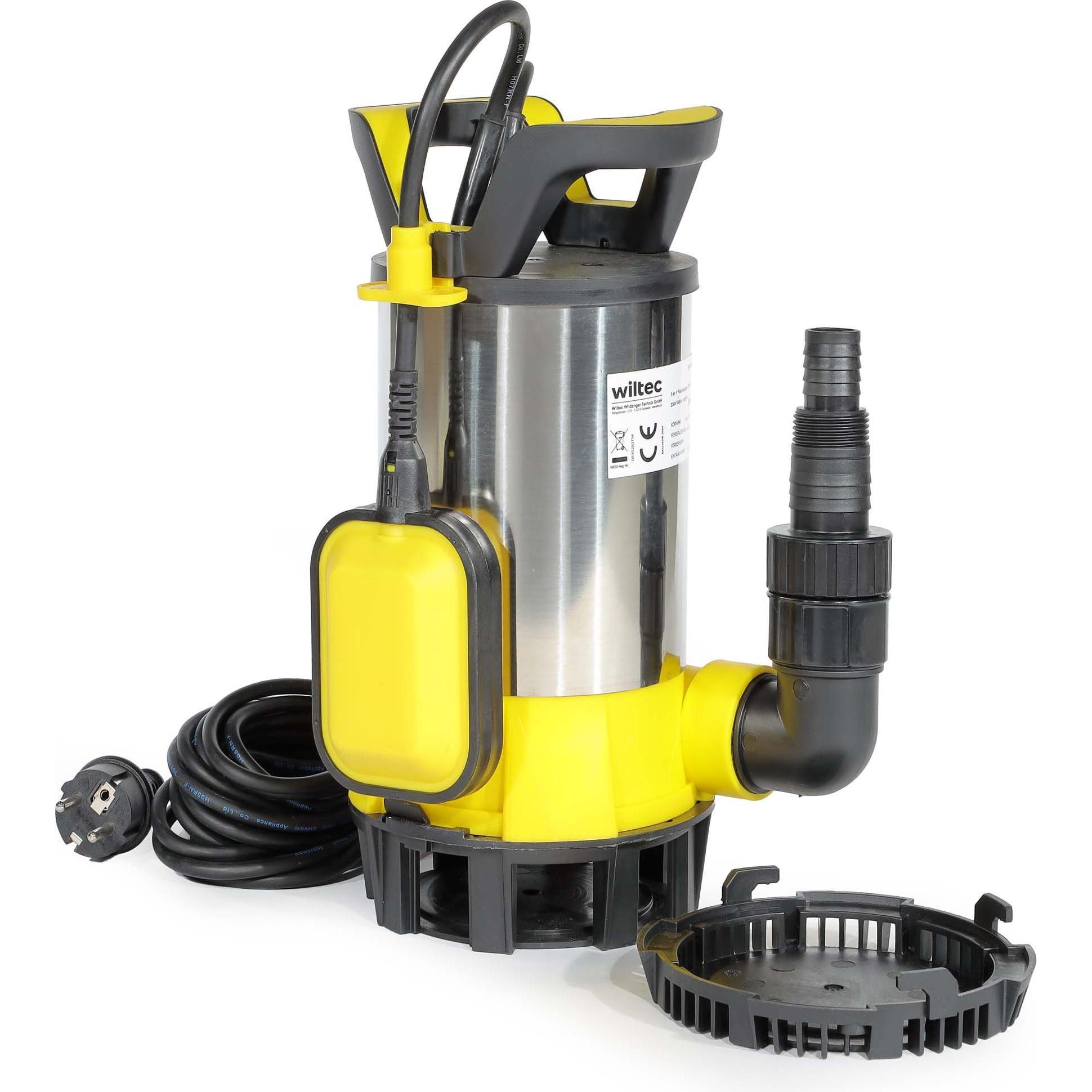Wiltec, Wasserpumpe, 3in1 Flachsaugpumpe 1100W Schmutzwasserpumpe 18000l/h Tauchpumpe (Schmutzwasserpumpe)