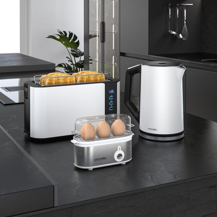 Produktbild Arendo Eierkocher 3-fach, Edelstahl, frei wählbarer Härtegrad, Anzahl Eier: 3 St., 210 W, Threecook