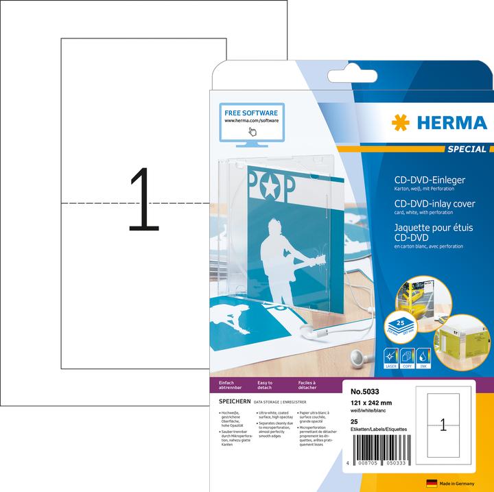 Actual product image HERMA CD insert A4