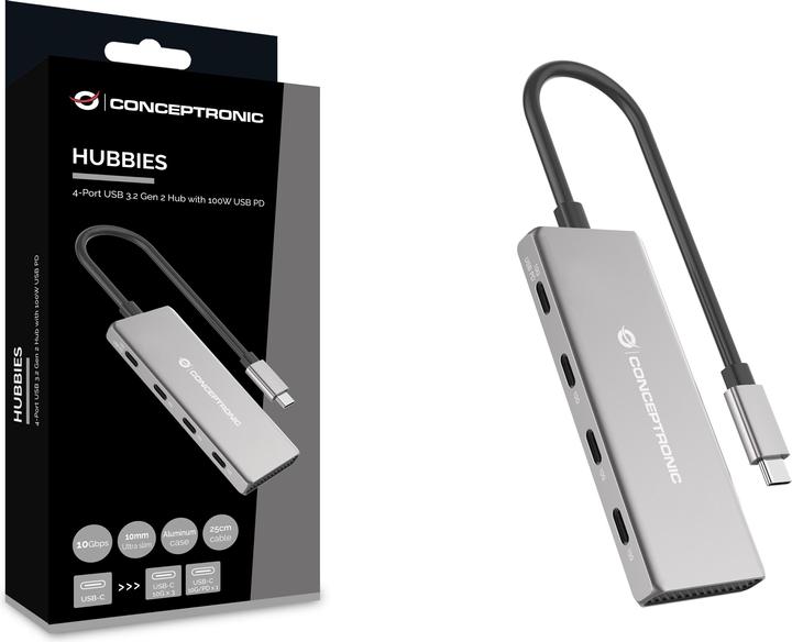 Image du produit Conceptronic 4 Port USB-Hub (USB-C, 4 Ports)