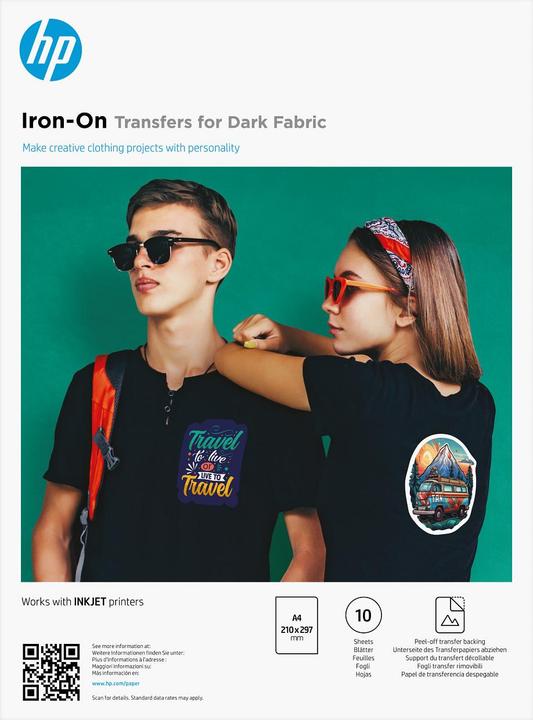 Actual product image HP Iron-On Transfers for Dark Fabric A4 (210 x 297 mm) 10 sheets (A4 (210 x 297 mm), 10 pcs.)