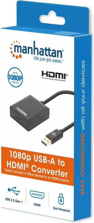 Actual product image Manhattan 1080p USB-A to HDMI Adapter (HDMI, 23.40 cm)