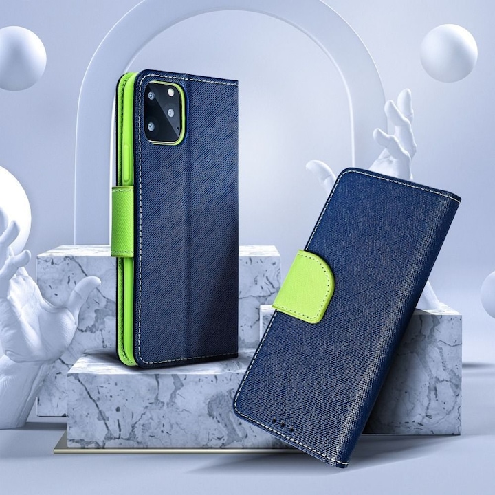 Produktbild Partner Telecom Book case OEM FANCY Book case for XIAOMI Redmi 9A navy/lime (Xiaomi Redmi 9A)