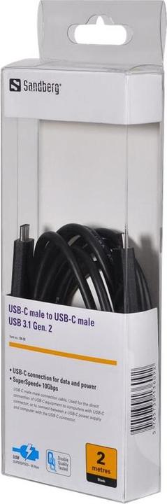 Image du produit Sandberg USB-C à USB-C (2 m, USB 3.1)