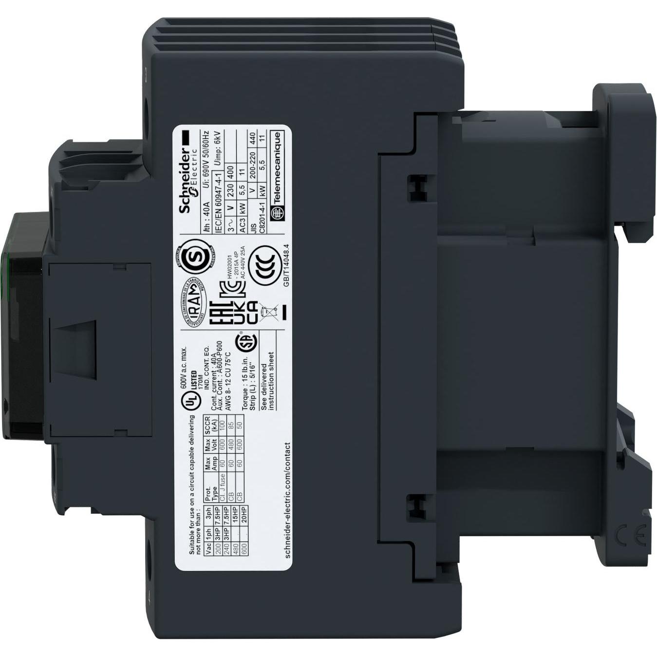 Schneider Electric Schütz,Spule,40A AC-1(2NO 2NC)240Vac,4P, Relais