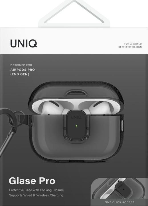 Actual product image Uniq Case Glase Pro for AirPods Pro 2 Lock Case smoke (Headphone sleeve)