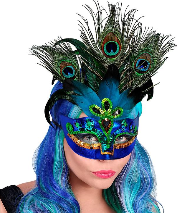 Image du produit Widmann Maske Domino Pfau Federn