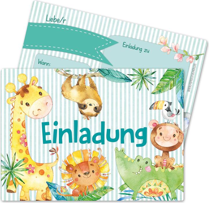 Image du produit Papierdrachen 12 cartes d'invitation pour un anniversaire - Animaux d'Afrique (12 pcs)