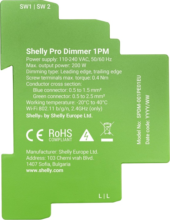 Valeurs nutritives et ingrédients Shelly Pro Dimmer 1PM