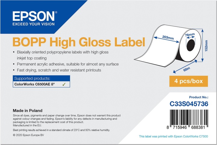 Energie-Label Epson BOPP Hochglänzend (W)