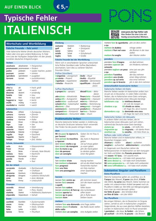 Produktbild Auf einen Blick Typische Fehler Italienisch (Deutsch, 2015)