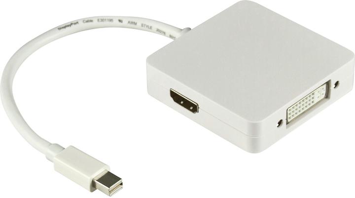 Actual product image Deltaco DP-MULTI1 Video Cable Adapter 0.2 m Mini DisplayPort DisplayPort + DVI + HDMI White (Mini DP, 20 cm)