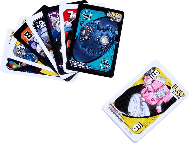 Actual product image Mattel Games Uno Flip Transformers (German)