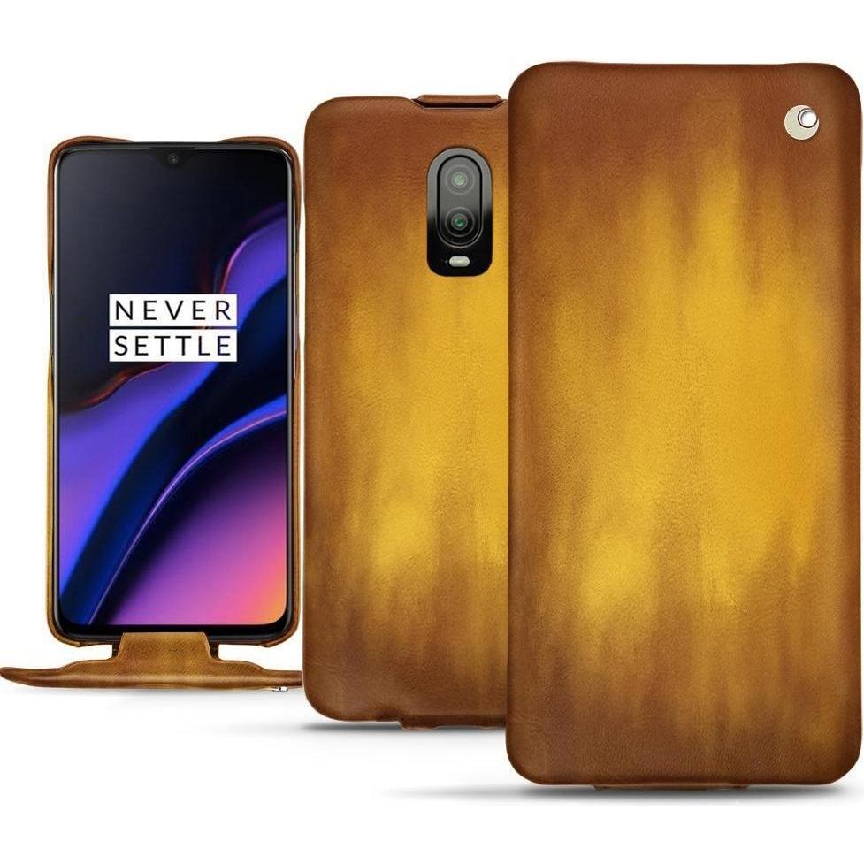 Noreve Lederschutzhülle vertikal (OnePlus 6T), Smartphone Hülle, Gold