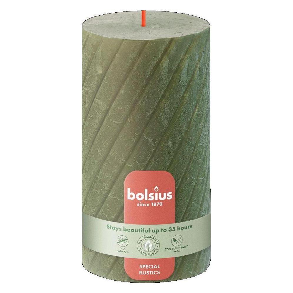Bolsius, Kaarsen, Stumpe Rustik TR130/68mm Olive (1 Pcs.)