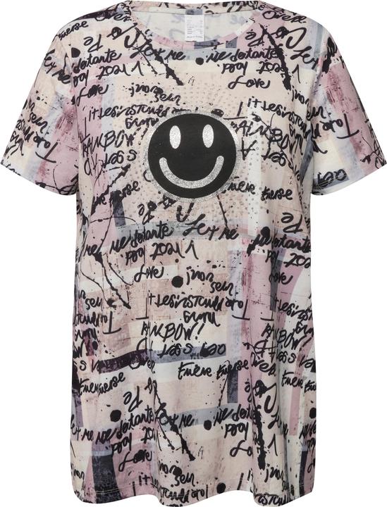 Actual product image Angel of Style Oversized Half-Sleeve Crew Neck Scribble Pattern Smiley T-Shirt (46)