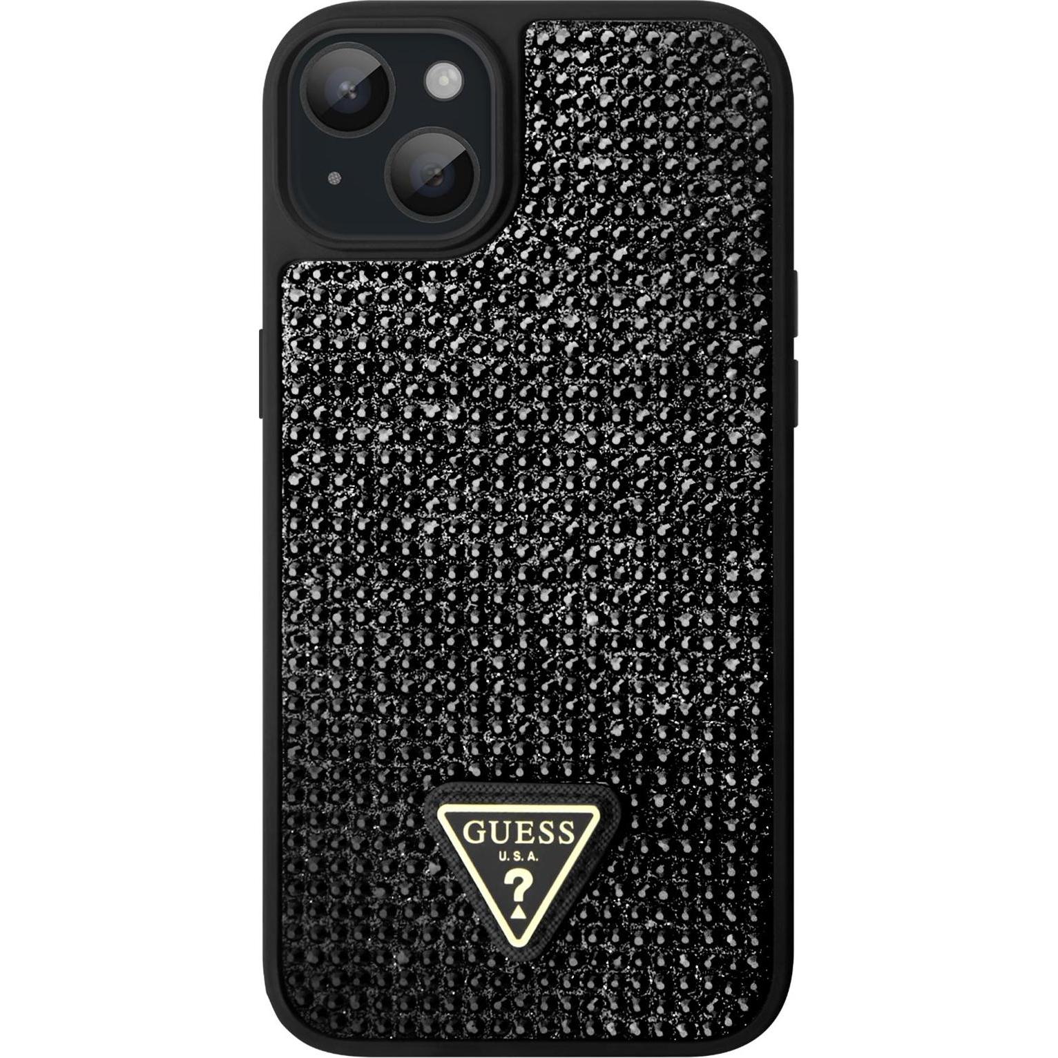 Guess Schutzhülle Triangle Diamond Apple iPhone 15 (Apple iPhone 15), Smartphone Hülle, Schwarz