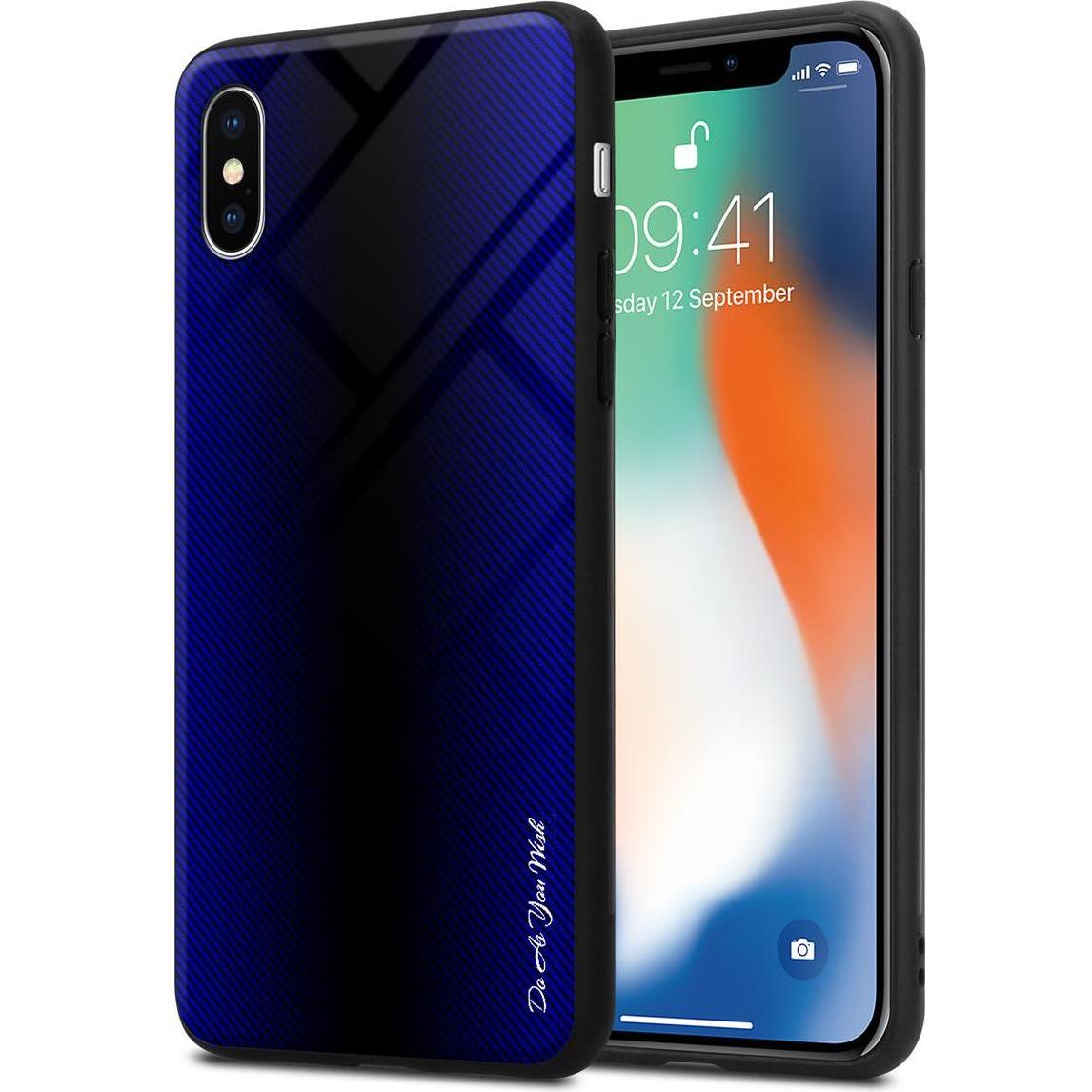 Cadorabo TPU Gestreiftes Glas Cover (Apple iPhone X), Smartphone Hülle, Violett