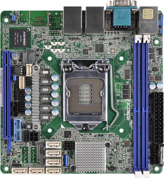 Actual product image AsRock Rack E3C236D2I - Motherboard - Mini-ITX (Intel C236, Mini-ITX)