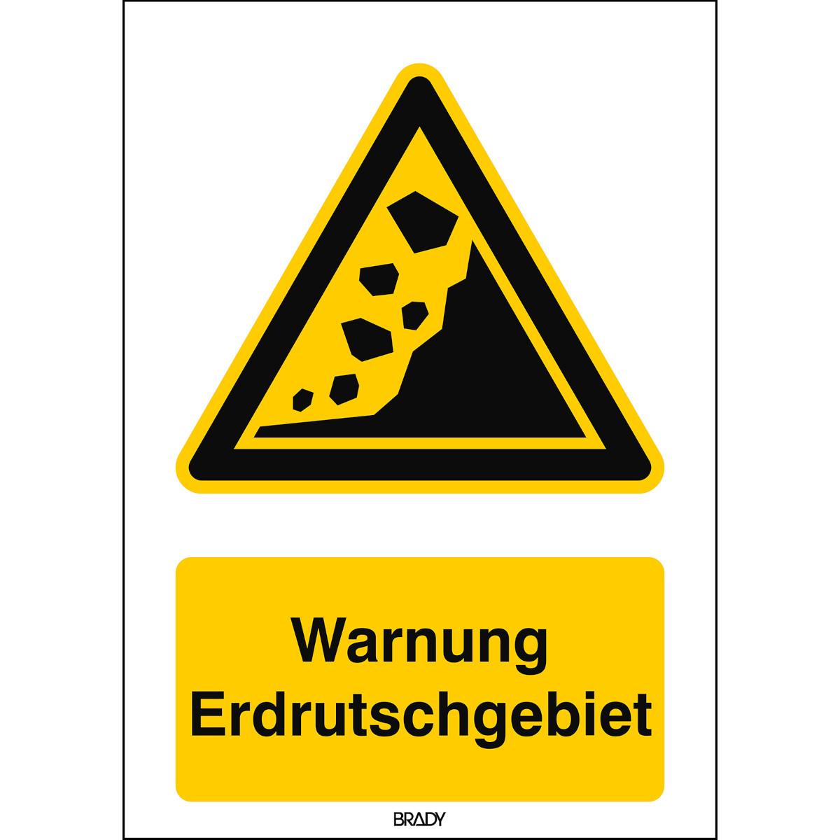 Brady ISO-Sicherheitsschild - Warnung Erdrutschgebiet (311478)