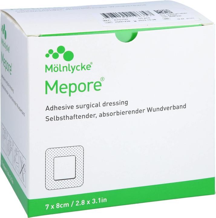 Actual product image Mölnlycke Mepore self-adhesive absorbent wound dressing 7 x 8 cm, 55 pcs. plasters (55x)