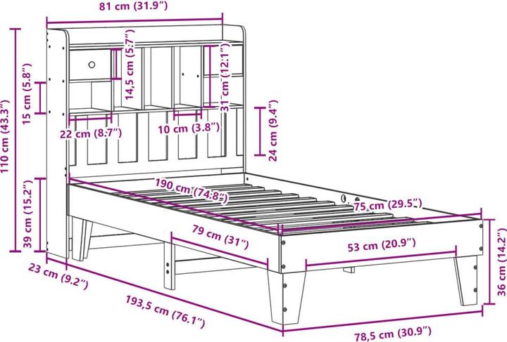 Image du produit vidaXL Bettgestell (75 x 190 cm)